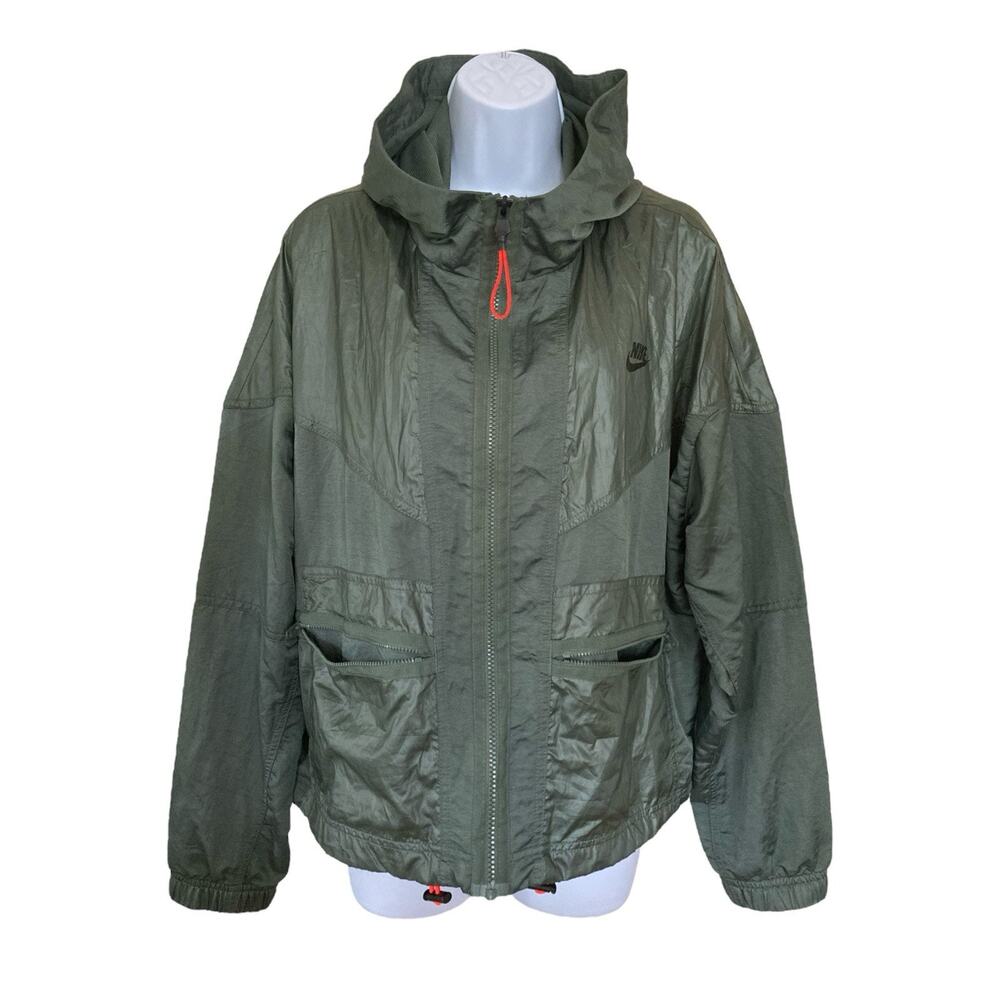 Nike Windrunner Sportswear Cropped Military Green Lightweight Jacket Size XL